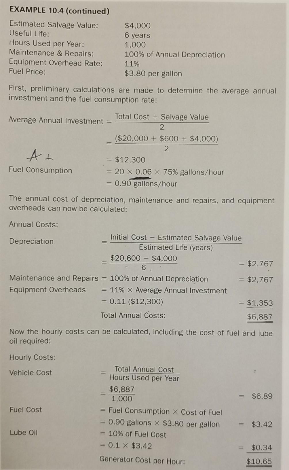 EXAMPLE 10.4 (continued) Estimated Salvage Value: | Chegg.com