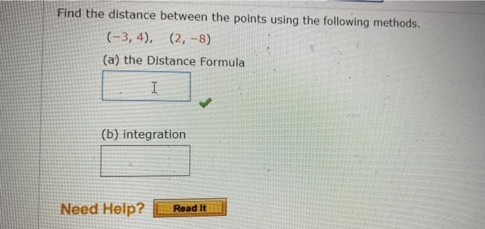 Solved Find the distance between the points using the | Chegg.com