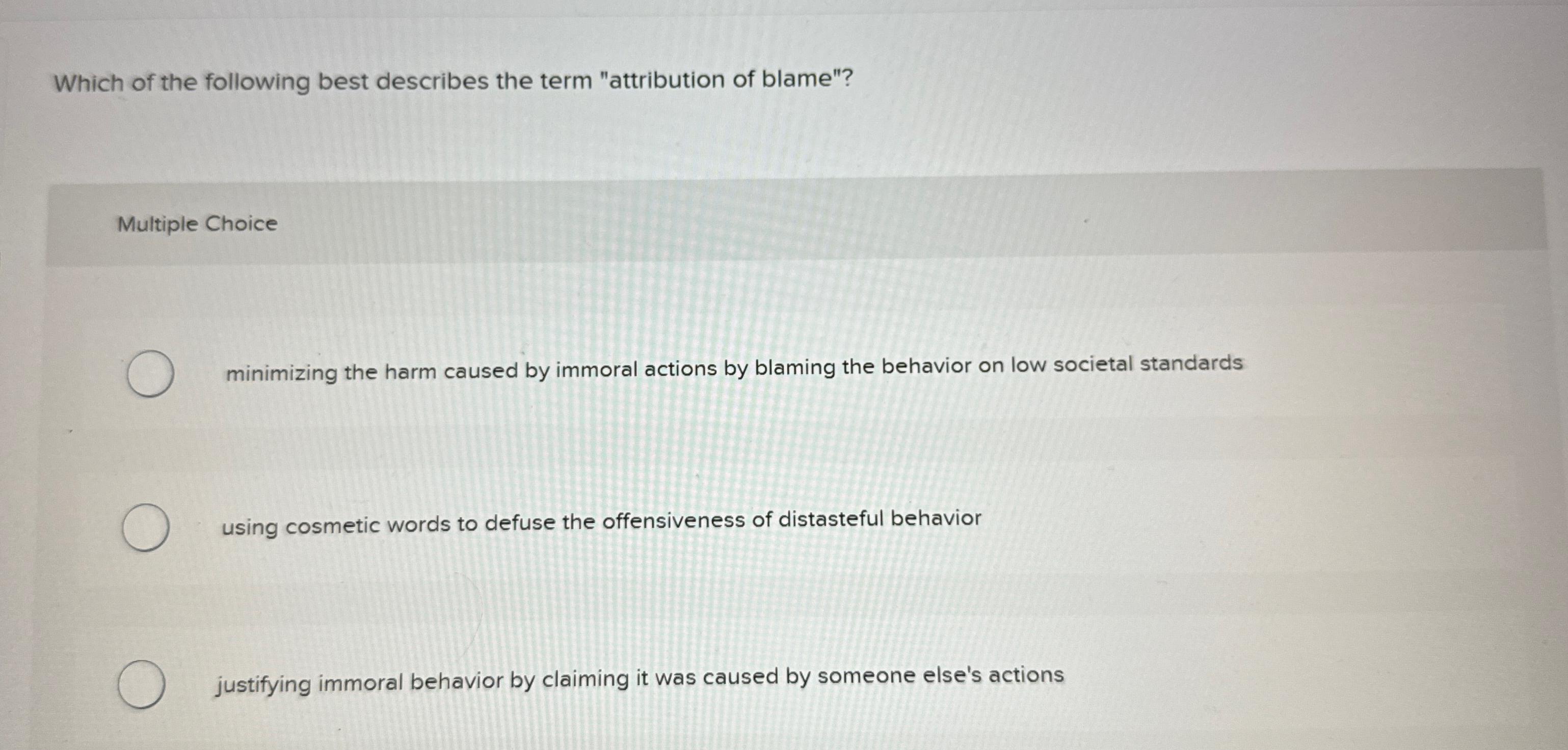 Solved Which of the following best describes the term | Chegg.com
