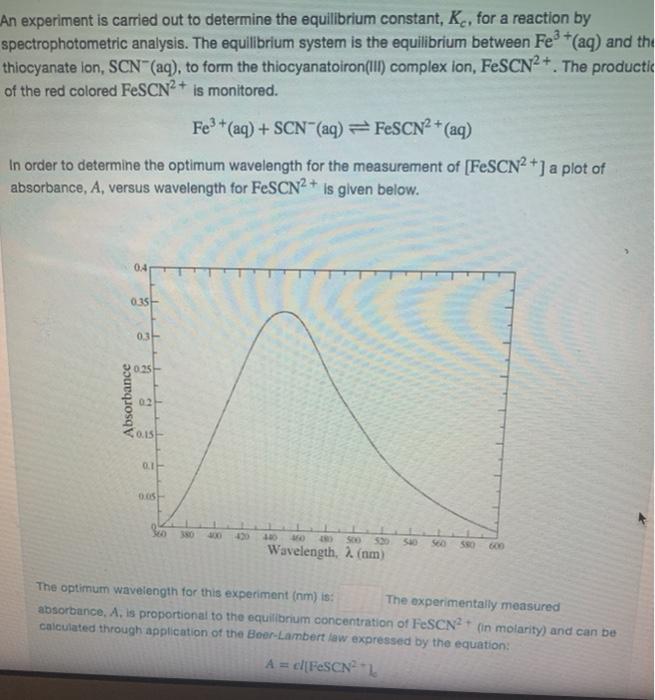 Solved An experiment is carried out to determine the | Chegg.com
