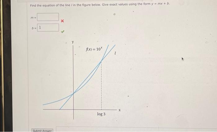 Solved Find the equation of the line l in the figure below. | Chegg.com