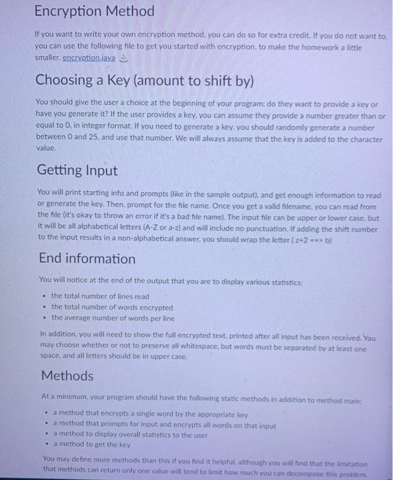 Solved Encryption Method If you want to write your own | Chegg.com