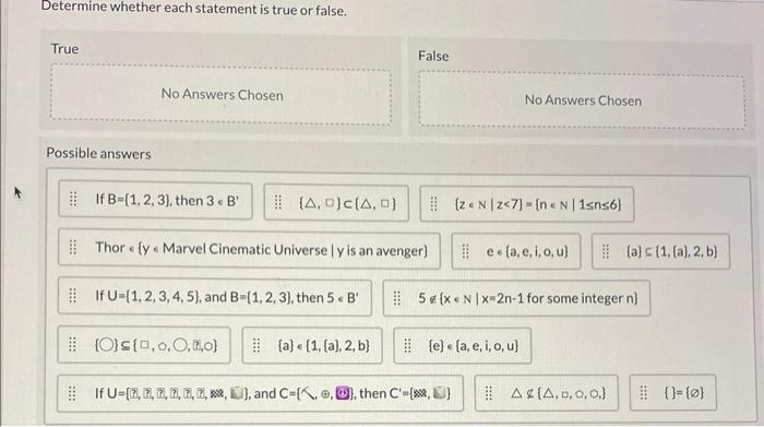 Solved Determine Whether Each Statement Is True Or False. | Chegg.com