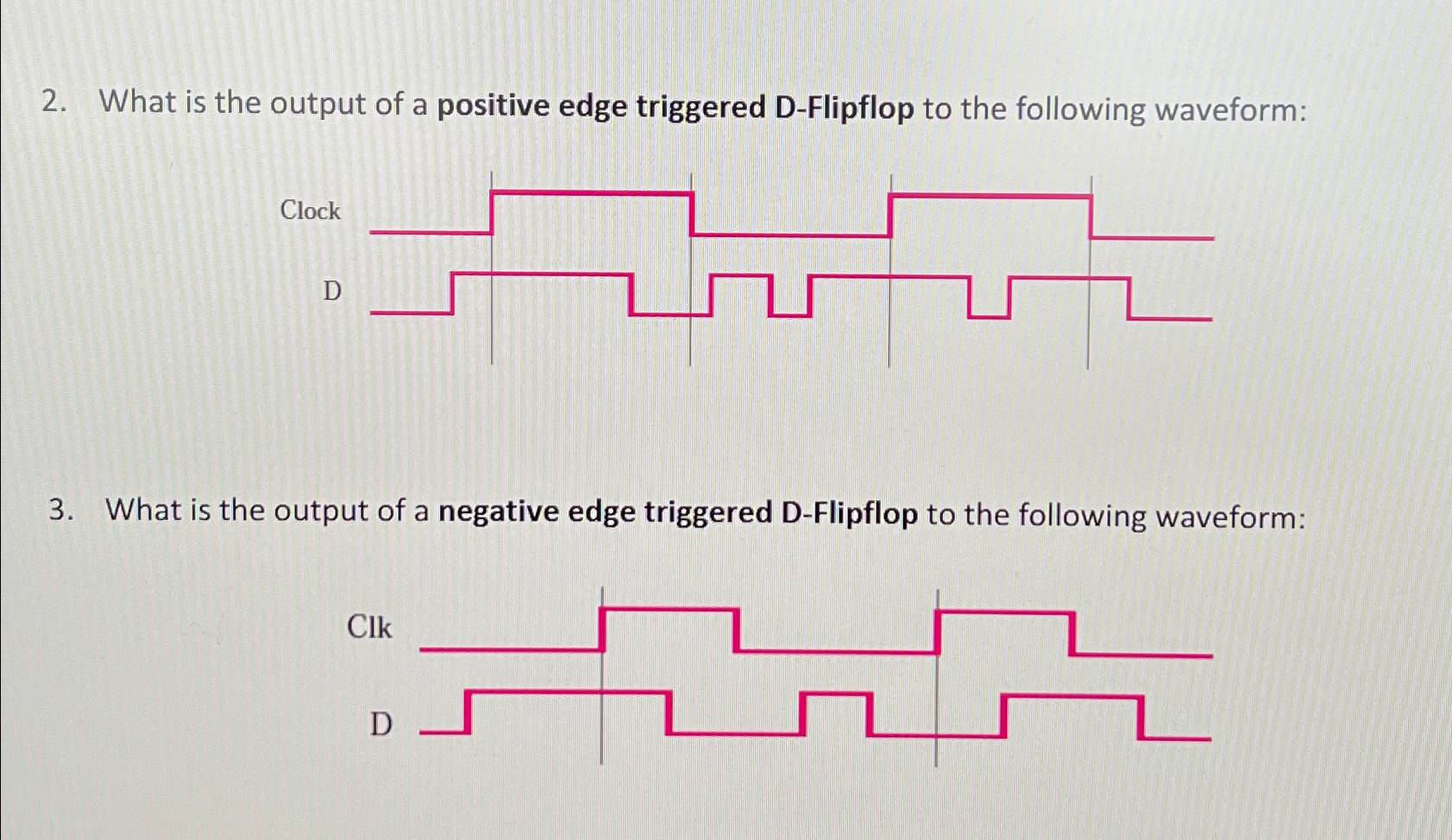 Solved What is the output of a positive edge triggered | Chegg.com