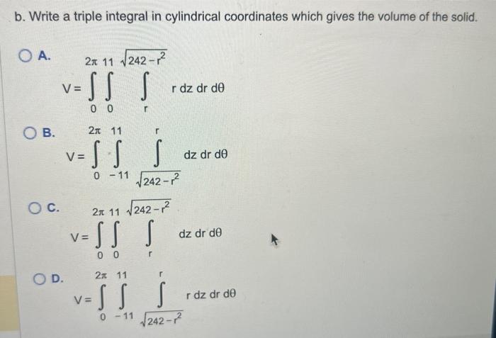 Solved Consider the solid bounded below by the cone z=x2+y2 | Chegg.com