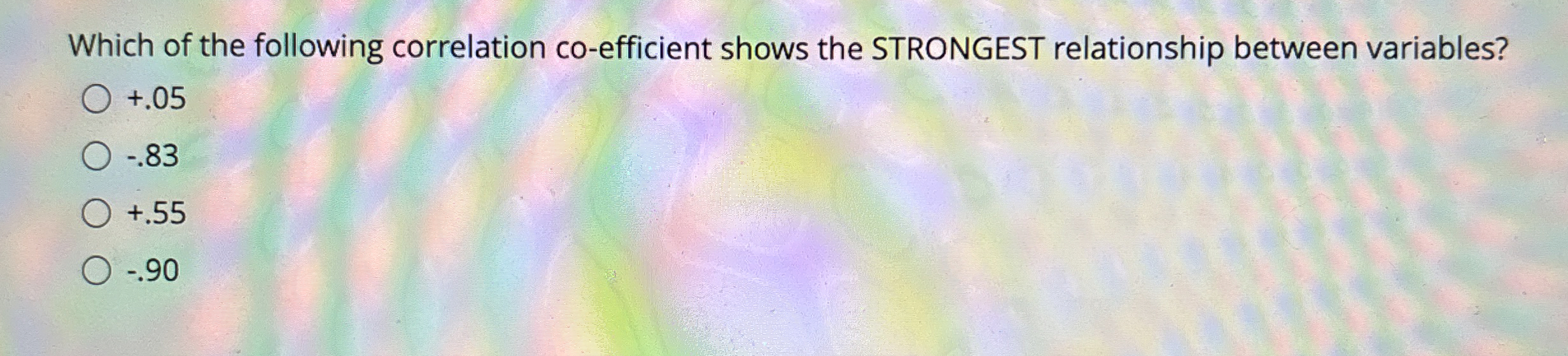 Solved Which of the following correlation co-efficient shows | Chegg.com