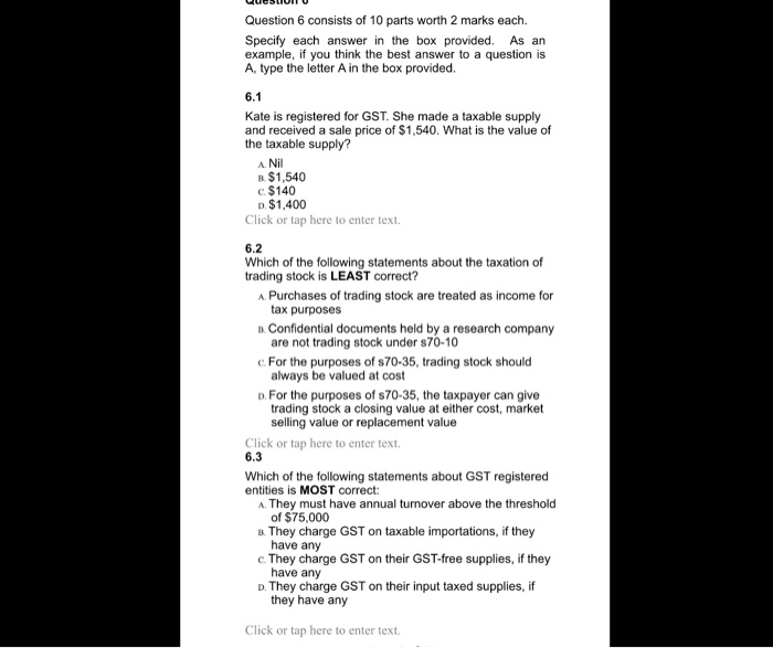 Solved Question 6 consists of 10 parts worth 2 marks each. | Chegg.com