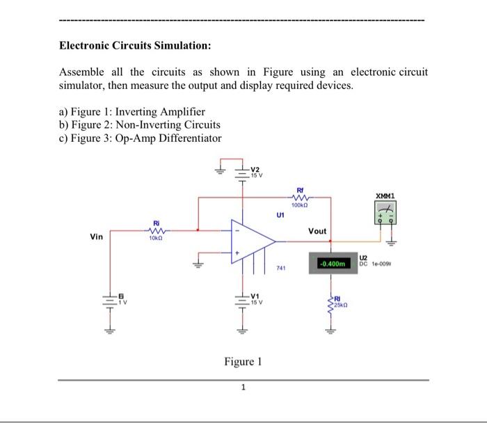 Solved Electronic Circuits Simulation: Assemble all the Circuit Diagram