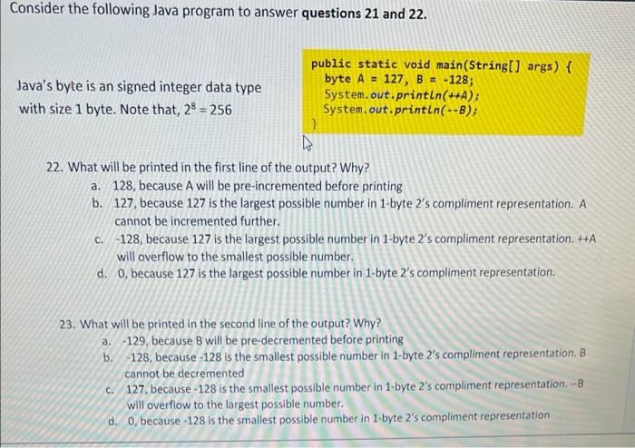Solved Consider the following Java program to answer | Chegg.com