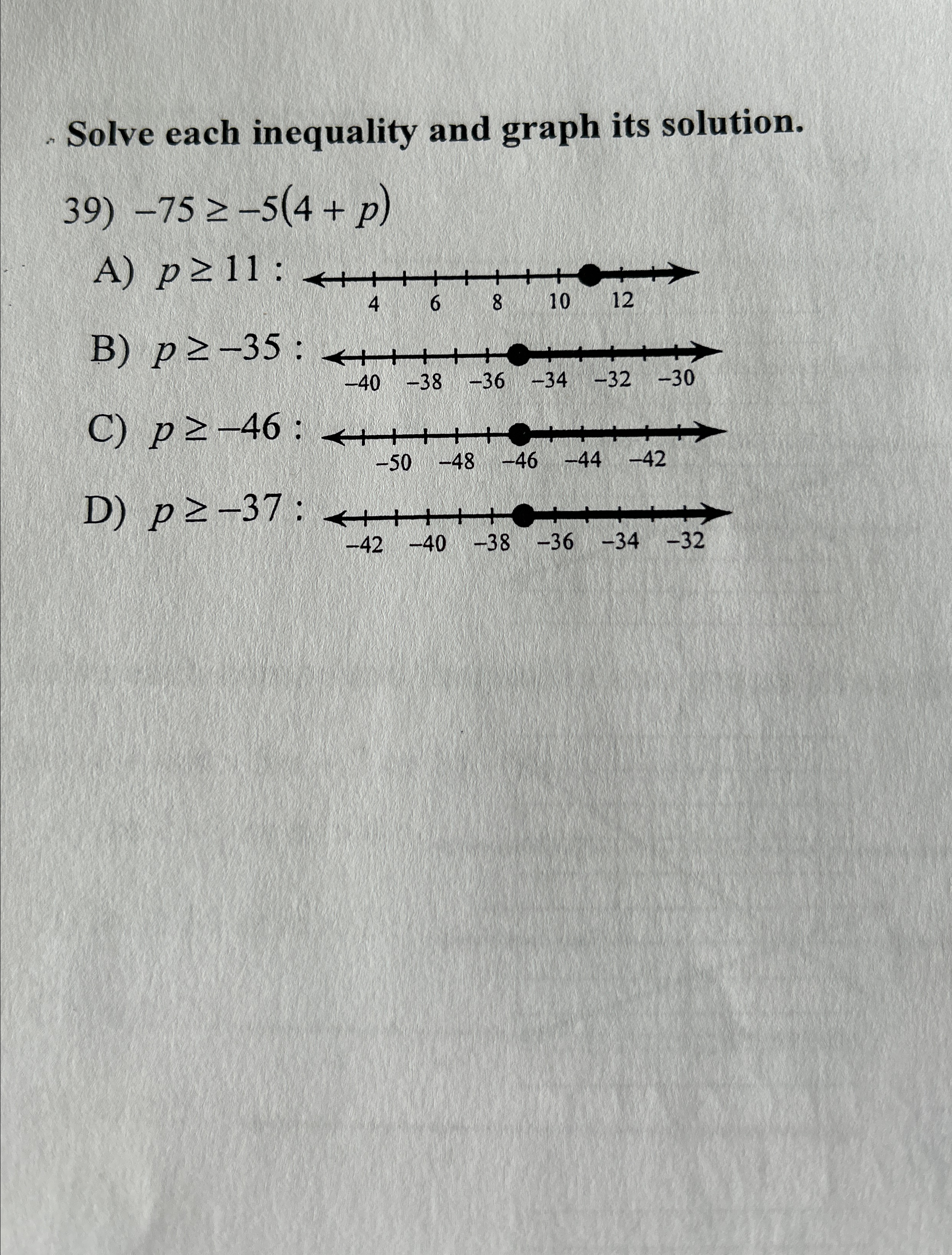 Solved Solve each inequality and graph its | Chegg.com