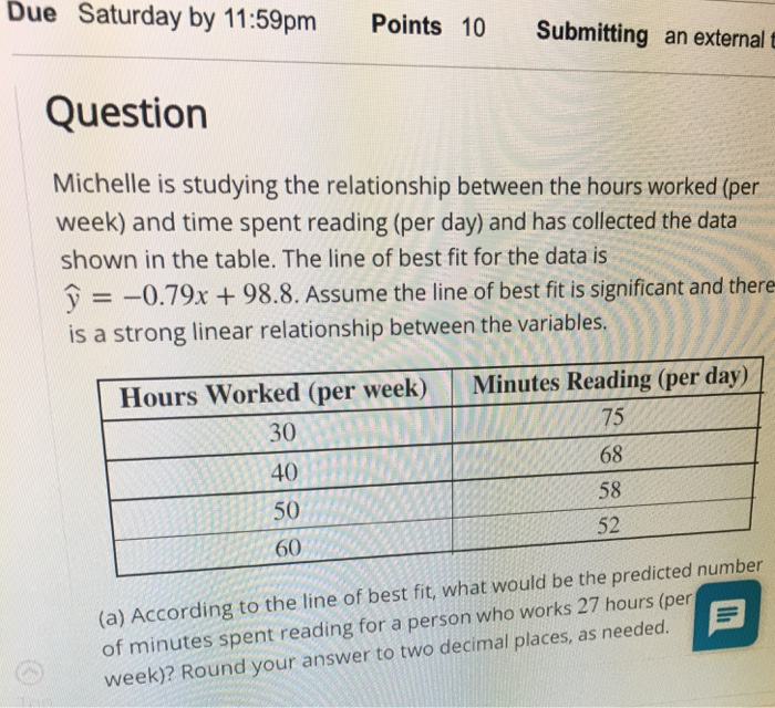 Solved Due Saturday by 11:59pm Points 10 Submitting an | Chegg.com