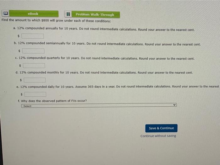 Solved EBook Problem Walk-Through Find The Amount To Which | Chegg.com