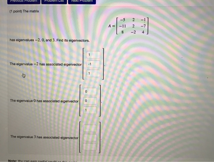 Solved Previous Problem Problert LIS Next Problemi (1 Point) | Chegg.com