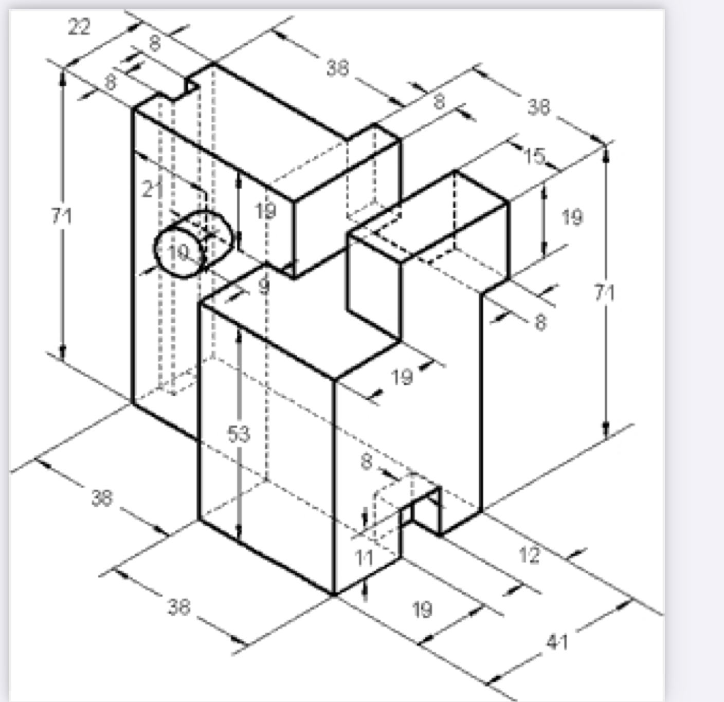 Solved I need to draw this drawing ‏isometric in autocad | Chegg.com