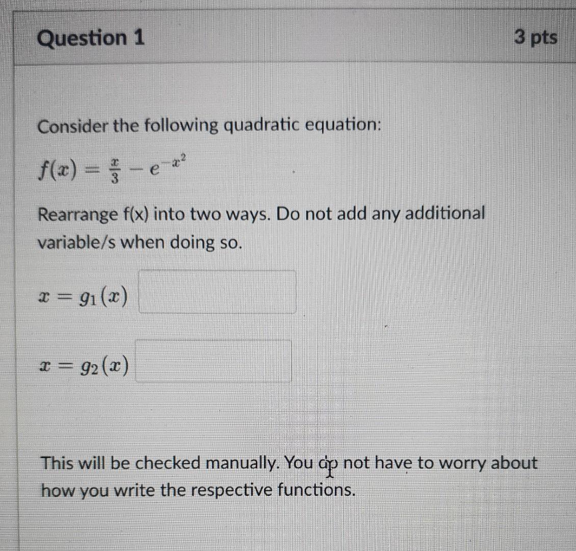 Solved Consider the following quadratic equation: | Chegg.com