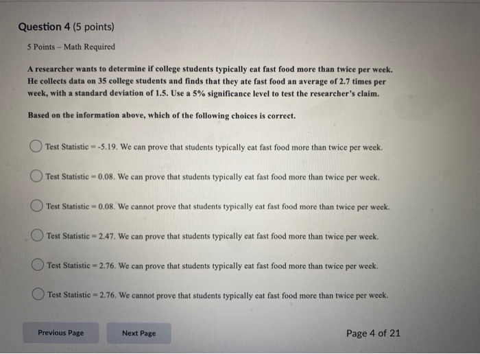 Solved Question 4 5 Points 5 Points Math Required A