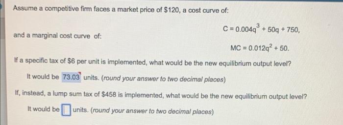 Solved Assume a competitive firm faces a market price of | Chegg.com