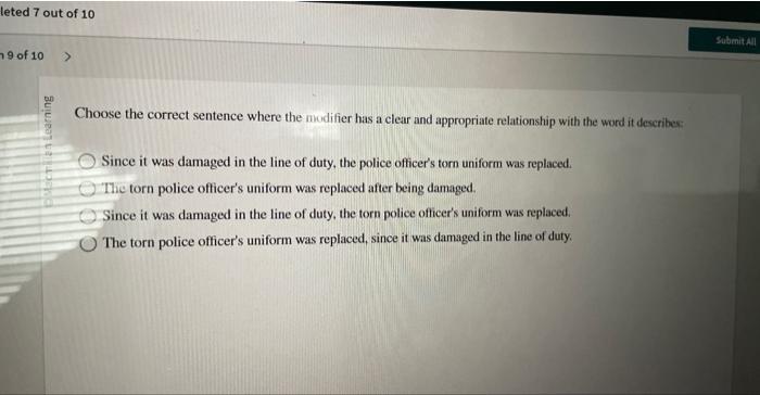 Choose the correct sentence where the modifier has a | Chegg.com