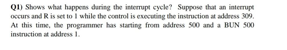 Solved Q1) Shows What Happens During The Interrupt Cycle? | Chegg.com