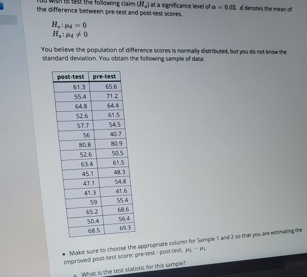 Solved test the following claim (H) at a significance level | Chegg.com