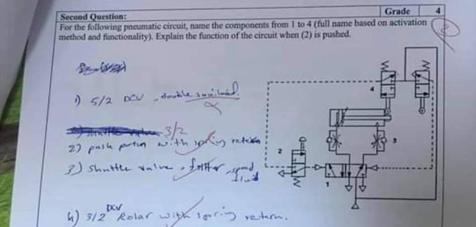 Solved Second Question: For The Following Pneumatic Circuit, | Chegg.com