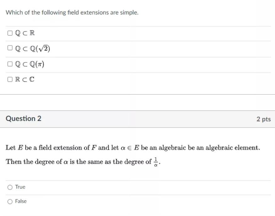 Solved Which of the following field extensions are simple.