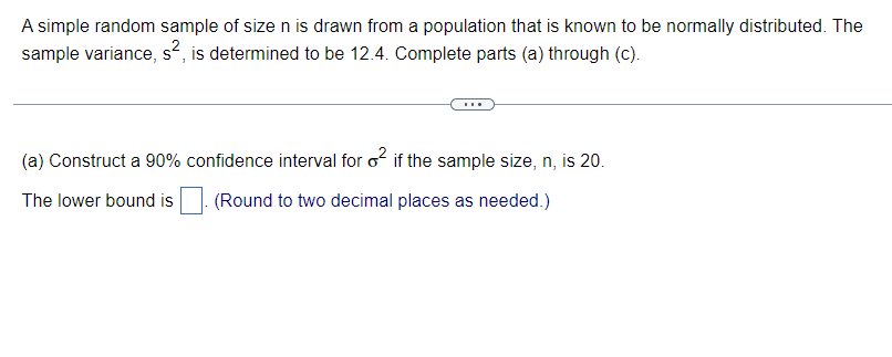 Solved A simple random sample of size n ﻿is drawn from a | Chegg.com