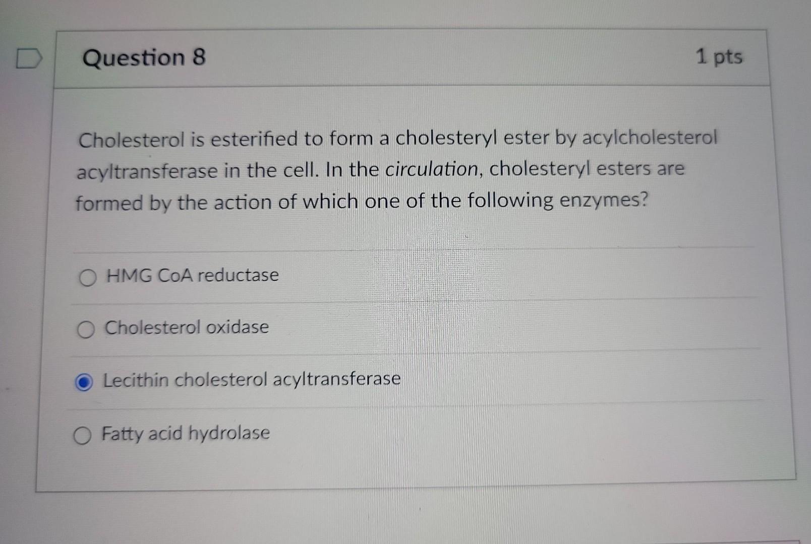 Solved Cholesterol is esterified to form a cholesteryl ester | Chegg.com