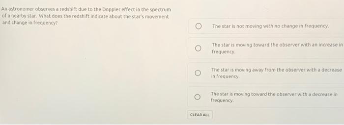 Solved An astronomer observes a redshift due to the Doppler | Chegg.com