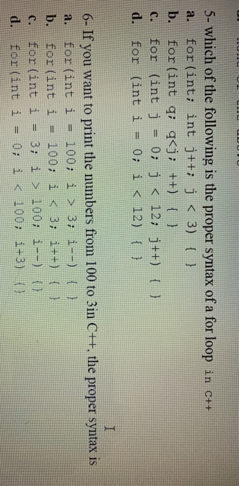 Solved 5 Which Of The Following Is The Proper Syntax Of A Chegg