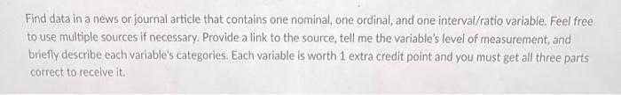 Solved Find data in a news or journal article that contains | Chegg.com