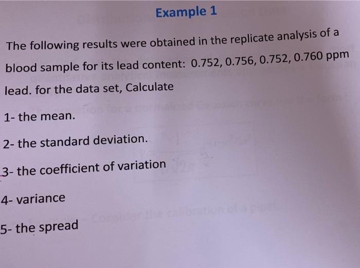 Solved Example 1 The Following Results Were Obtained In The | Chegg.com