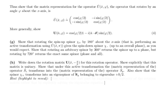 Solved Thus show that the matrix representation for the | Chegg.com