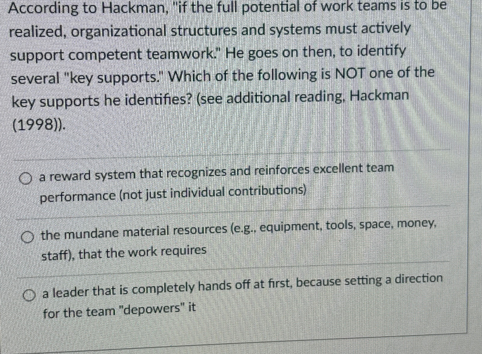 Solved According to Hackman, 