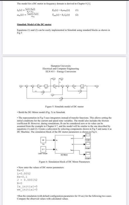 He(s) - (s) The Model For A Dc-motor In Frequency 