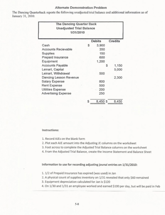 Solved Ch 5 Worksheet 1 The Dancing Quarterback Adjusting Chegg Com