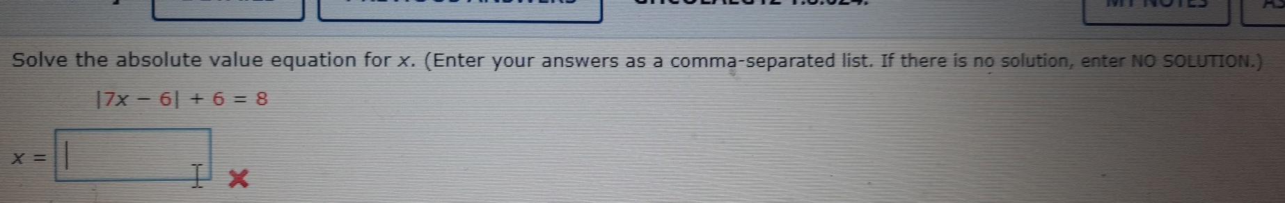 Solved Solve the absolute value equation for x. (Enter your | Chegg.com