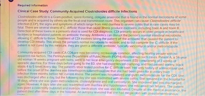 Solved Clinical Case Study: Community-Acquired | Chegg.com