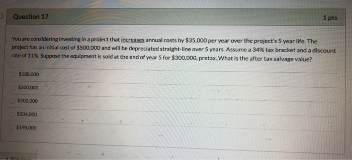 Solved Question 16 1 pts You are considering investing in a | Chegg.com