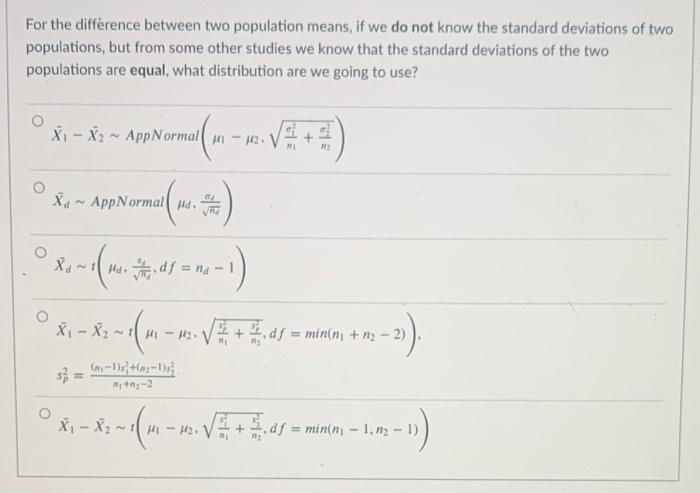 Solved For the difference between two population means, if | Chegg.com