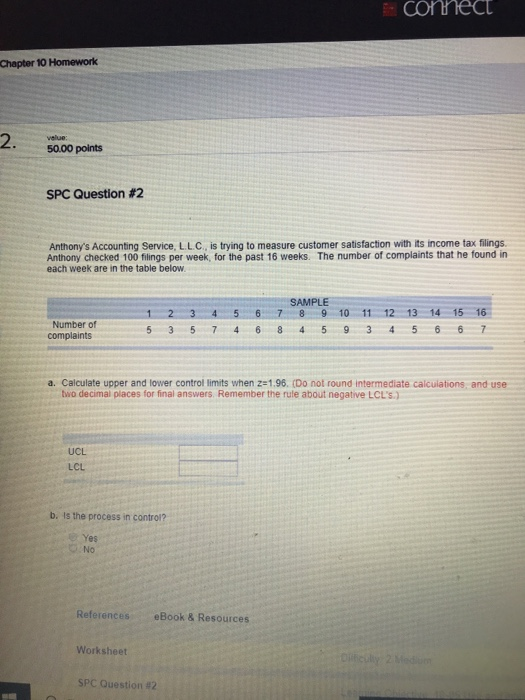 Connect Chapter 10 Homework Value 50 00 Points Spc Chegg 