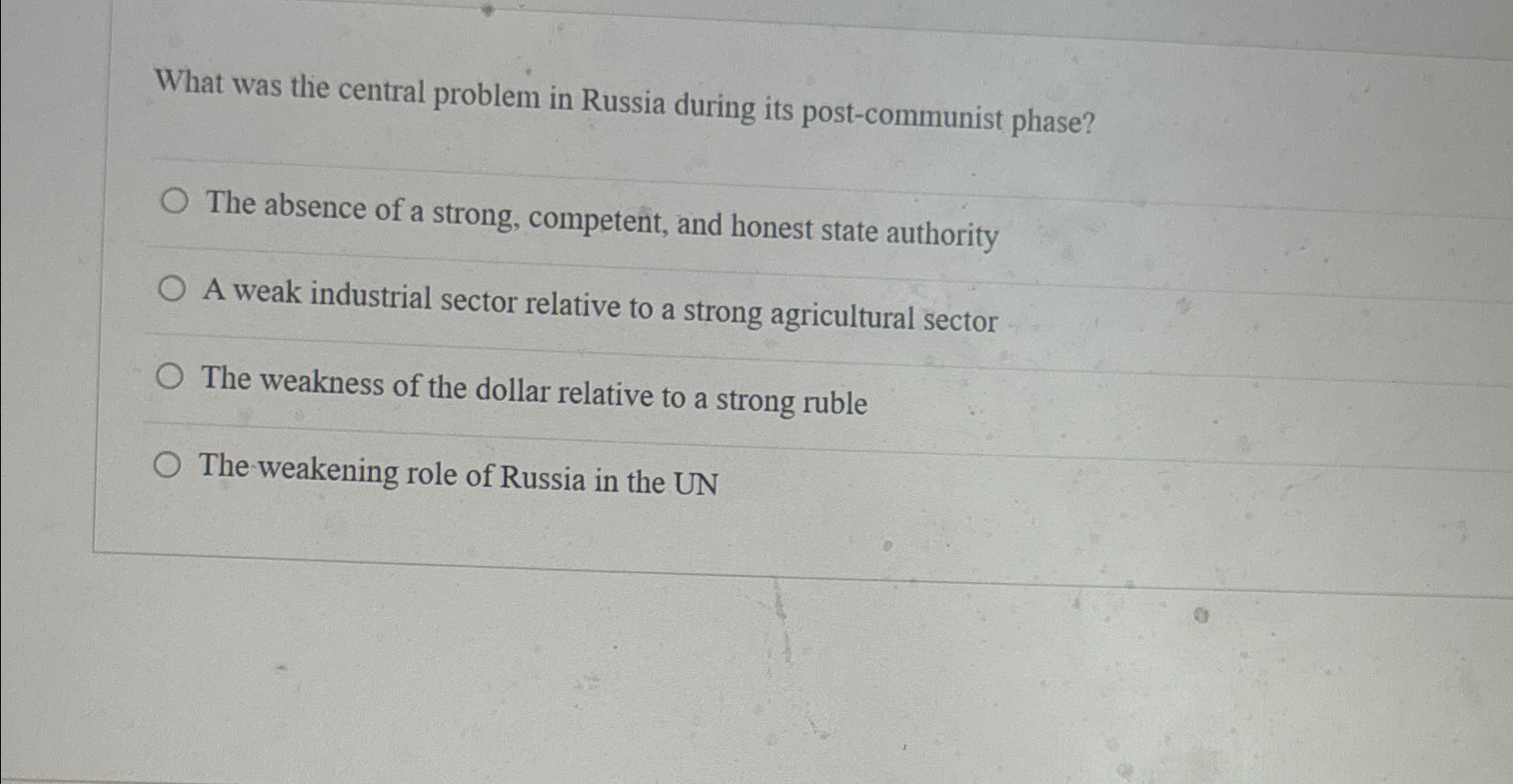 Solved What was the central problem in Russia during its | Chegg.com