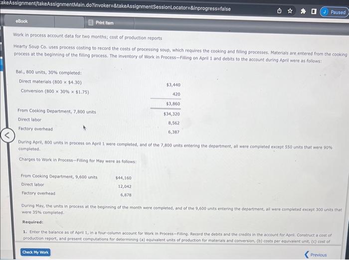 Solved Work in process account data for two months; cost of | Chegg.com