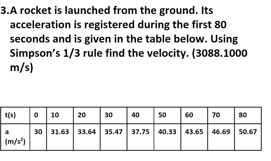 Solved 3.A rocket is launched from the ground. Its