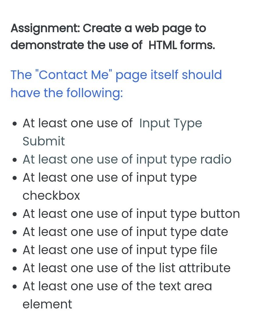 assignment of web page