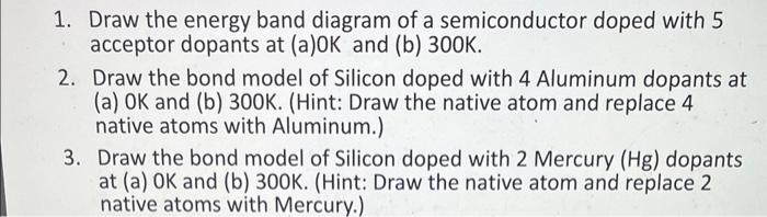 Solved 1. Draw the energy band diagram of a semiconductor | Chegg.com