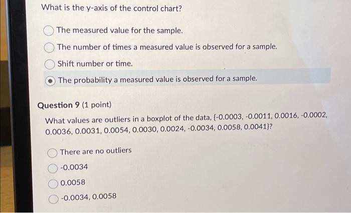 Solved What is the y-axis of the control chart? The measured | Chegg.com