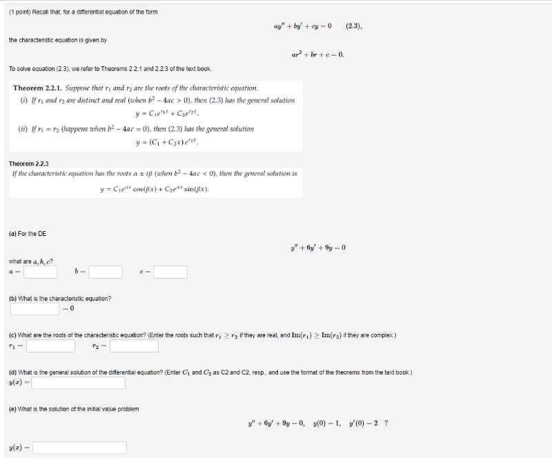 Solved (1 point) Recali that for a dimerential equation of | Chegg.com