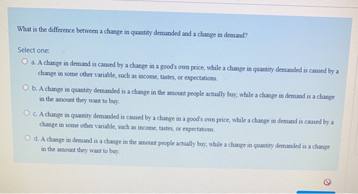 Solved What is the difference between a change in quantity | Chegg.com