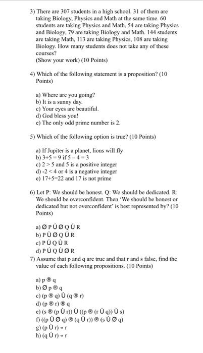 Solved 1 Each Problem Consists Of Three Statements The Chegg Com